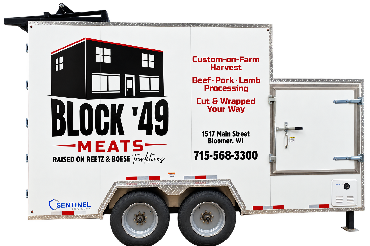 Block 49 Meats mobile on-farm harvest trailer